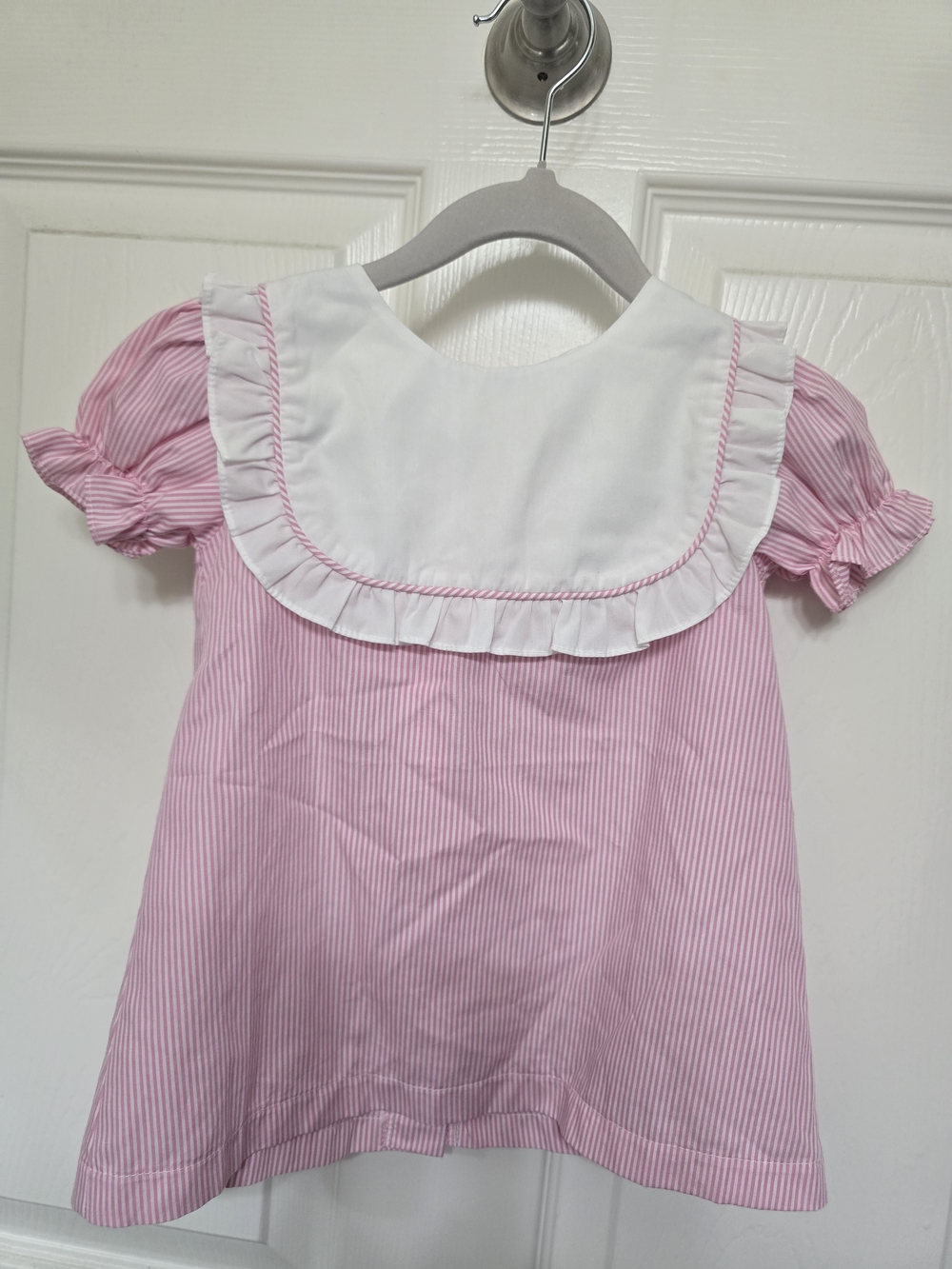 Banana Split Pink Striped Bishop Dress with White Sailor Collar